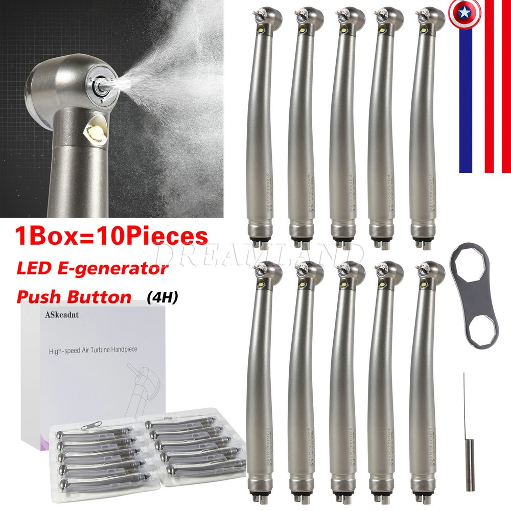 10 Dental High Speed Handpiece with Std.Head LED Light 4 Holes