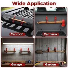 PercyEffie 4 Pcs Shovel Mount Heavy Duty Mounts for Roof Rack Red