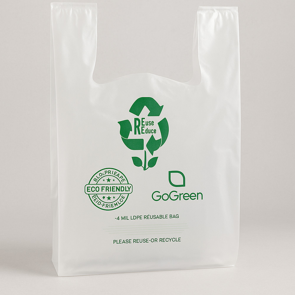 1/6 Clear Heavy-Duty Plastic T-Shirt Bags 4 Mil Reusable Grocery Shopping 21×6.
