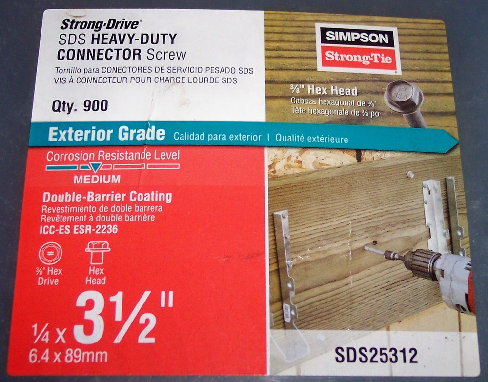 Simpson SDS25312 100 Ct. Strong-Drive SDS Heavy-Duty 3-1/2” Connector Screw