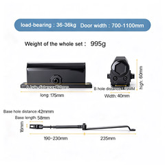 Automatic Door Closer for Home Adjustable Spring Hydraulic Door Closer Aluminum