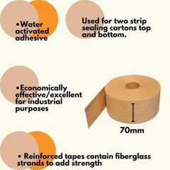 Reinforced Kraft Gum Tape – 2.75″ x 375′ Water Activated Adhesive Tape 16 Rolls