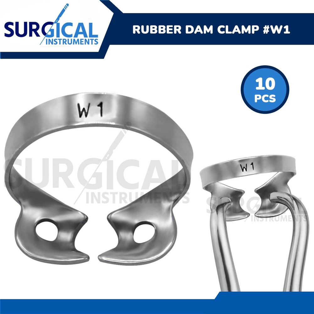 10 Pcs Endodontic Rubber Dam Clamps #W1 Stainless Surgical Dental German Grade
