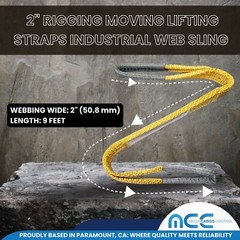 2 Pack Heavy Duty 2-Ply 2″ x 9ft Polyester Web Sling Lifting Strap WLL 6200 lbs