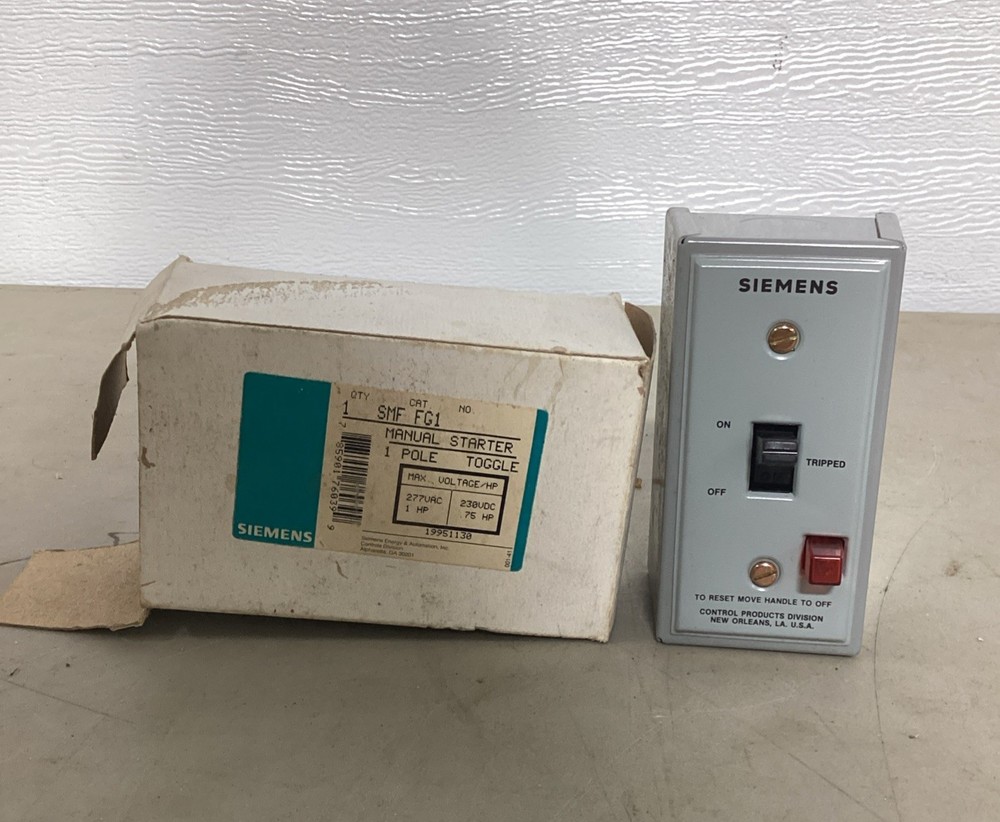 NEW SIEMENS SMFFG1 Manual Starter 1-Pole Toggle Switch 277VAC/1HP 230VDC/0.75HP