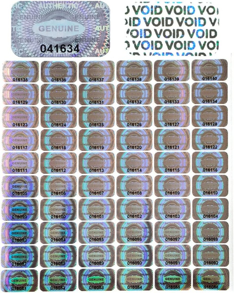 300 Etiquetas De Seguridad Plateadas Impermeables Con Numero De Serie