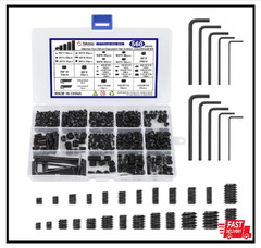 560PCS 25 Sizes Metric & SAE Set Screw Assortment Kit,12.9 Class Alloy Steel Int