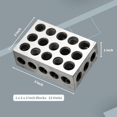 Pair of Ultra-Precision 1 X 2 X 3-Inch Parallel Blocks Set 23 Holes 0.0001 Preci