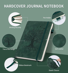 A5 Hardcover Lined Journal Notebook 200 Pages Leather Diary