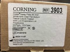 Corning REF 3903 96 Well Flat Clear Bottom White TC Treated MTP Lot 6 PKS