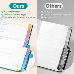 Address Book with Colorful Alphabetical Tabs 8.4″ x 5.7″ – Hardcover Contact …