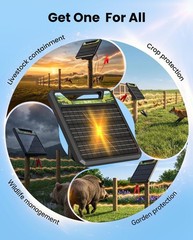 45-Mile Solar Electric Fence Charger 1.0J 8KV-12KV Electric Energizer for Cattle