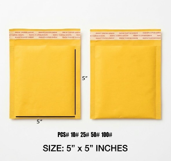 # 5″ x 5″ inch Kraft Paper Bubble Padded Envelope pcs#10 #25 #50 #100