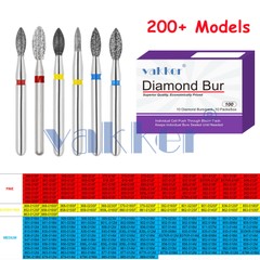 10pc Dental Super Fine/Fine/Medium Grit Diamond Burs for Handpiece Friction Grip