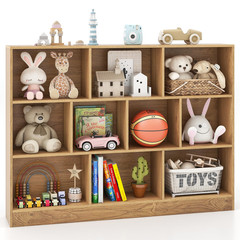 Costzon 10-Cube Bookshelf For Kids Wooden Toy Storage Organizer W/ 2
