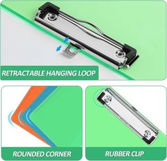 Plastic Clipboards, 6 Pack Clear Colored Clipboards, Low Profile Clip Board 12.
