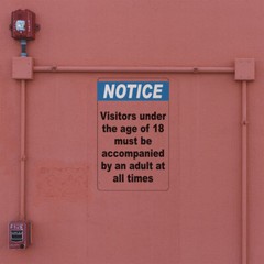 Vertical Vinyl Stickers Notice Visitors Under 18 Must Be Accompanied by An Adult