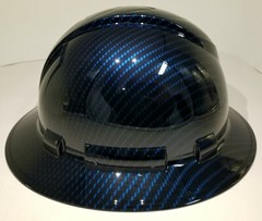 NEW FULL BRIM Hard Hat custom hydro dipped Deep blue candy carbon fiber sick