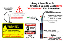 CNC VFD Cable 20ft 16/4 Double Shielded For Spindle .8Kw 1.5Kw 2.2Kw 4Kw 4.5Kw