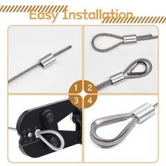 285PCS 8 Sizes Aluminum Crimping Loop Sleeve Cable Crimps, 3/64” 1/16” 5/64”