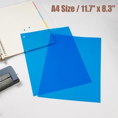 10-Pack A4 Colored PVC Flexible Plastic Sheets, 0.3mm Blue Transparent Film f…
