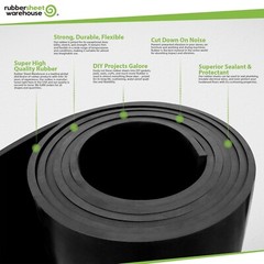 Neoprene Rubber Sheet Solid 1/4 Thick 6″ wide x 12″ 60A Duro Black