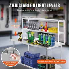 VEVOR Double Overshelf Stainless Steel Overshelf 12×60/48/72 in for Prep Table