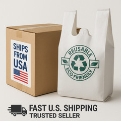1/6 Size 2.25 Mil White 21×6.5×11.5 Reusable Extra HeavyDuty Plastic TShirt Bag