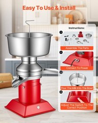 Stainless Milk Separator 60L/H, 10500RPM, Adjustable Fat Ratio 0.06–0.14%