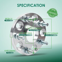 4PCS 15mm 5×114.3mm 60.1mm Wheel Spacers for Toyota Lexus Scion