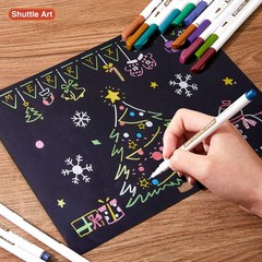 Metallic Marker Pens, 30 Colors Metallic Paint Markers with 1 Coloring Book Fine