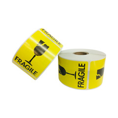 2×3-inch Cracked Glass / Fragile Yellow Labels Shipping Adhesive Stickers 500PCS