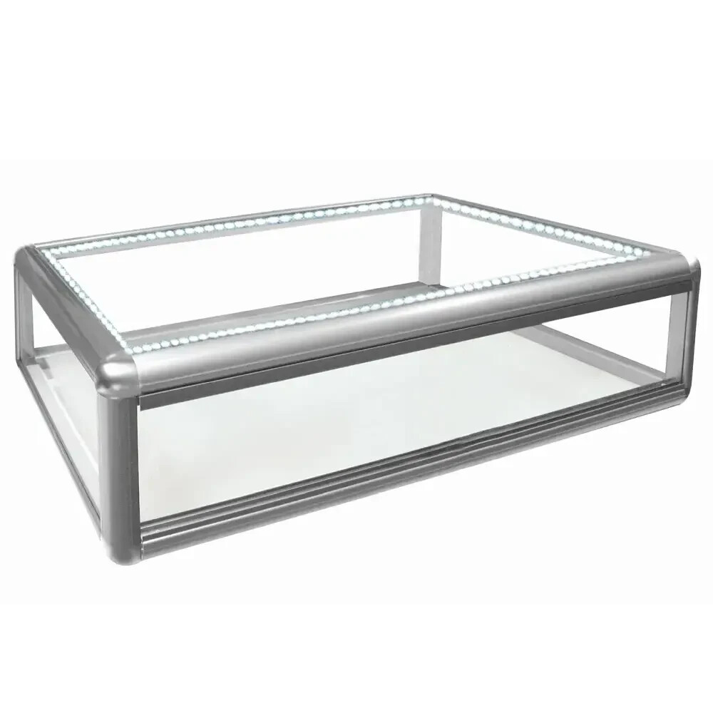 Silver Glass Display Cabinet with Lock & LED Lighting 30″ x 18″ x 9″