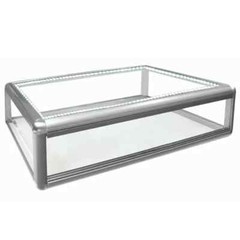 Silver Glass Display Cabinet with Lock & LED Lighting 30″ x 18″ x 9″