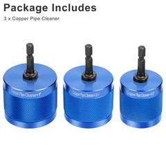 3PCS 1/2″ 3/4″ 1″ Copper Pipe Cleaning Tool for Drill Tube HVAC Plumbing Repair