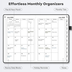 Leather Academic Planner 2026-2027: A5 Black Business Weekly & Monthly Planner f