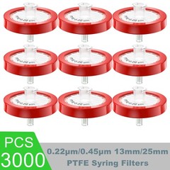 3000pcs PTFE Membrane Syringe Filters 13mm/25mm Diameter 0.22um/0.45μm Pore Size