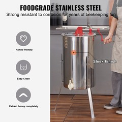 VEVOR Manual Honey Extractor Beekeeping Equipment 3 Frames Stainless Steel