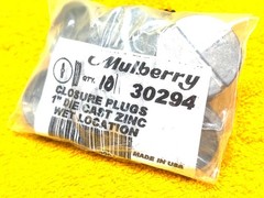 LOT of (10) MULBERRY 30294 CLOSURE PLUGS 1″ NPT THREADED DIECAST ZINC NEMA 3R