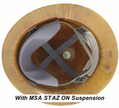 MSA Tan Skullgard Hard Hat with Staz-On Suspension and Full Brim 454664