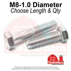 M8-1.0 Metric Class 10.9 Fine Hex Cap Screws Zinc Clear (Choose Length & Qty)