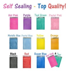 Assorted Sizes 8.5×12, 6×9, & 4×8 Colored Poly Bubble Mailers, Padded Envelopes!