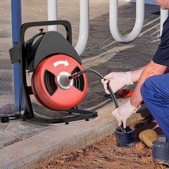50FTx1/2″ Heavy Duty Drain Cleaner Machine,Auto Feed Sewer Snake Auger W/Cutter
