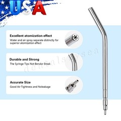 Dental Autoclavable Air Water Spray 3-Way Syringe Stainless Steel Nozzles Tips