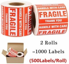 2000 2×3″inch Fragile Handle with Care Thank You Labels Stickers Warning Remind