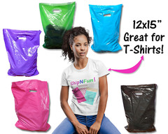 3 Sizes, 30 Pack Plastic Merchandise Bags, Assorted Colors Gift Combo w Handles