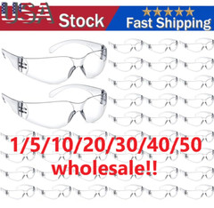 20 PAIR PACK Protective Safety Glasses Clear Lens Work UV ANSI Z87 Lot of 12