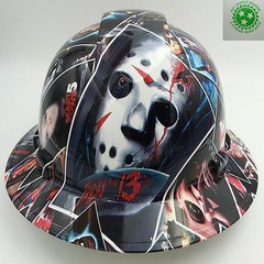 New Custom pyramex (Full Brim) Hard Hat W/ratchet suspension HORROR SHOW