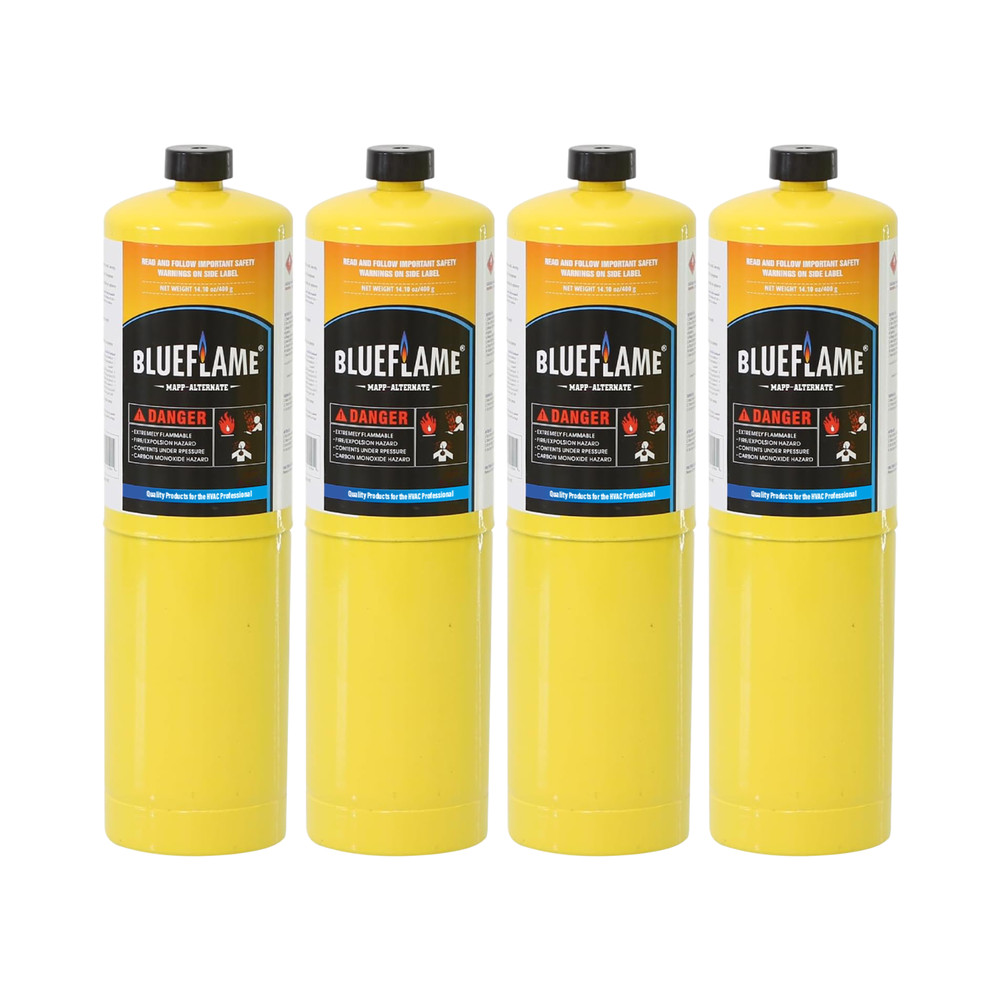 BlueFlame MAPP MAP PRO Gas Cylinder Pack 4, 99.9% High Purity Propylene 14.1 oz
