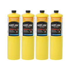 BlueFlame MAPP MAP PRO Gas Cylinder Pack 4, 99.9% High Purity Propylene 14.1 oz
